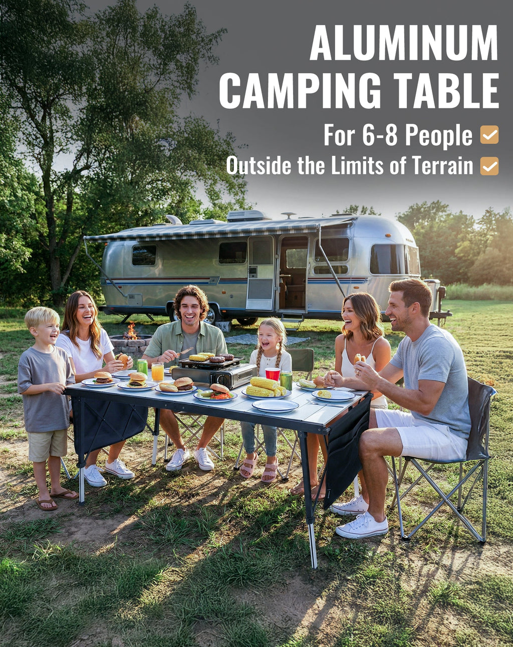 KingCamp GRANITE Adjustable Aluminum Table with Carrying Bag 55x27