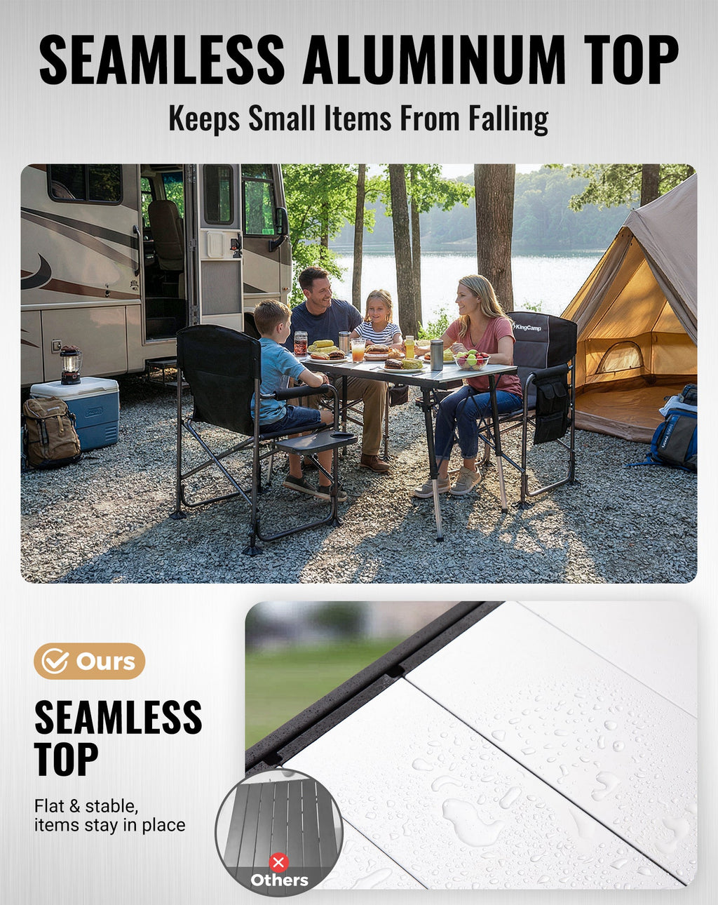 KingCamp GRANITE Adjustable Aluminum Table with Carrying Bag 55x27