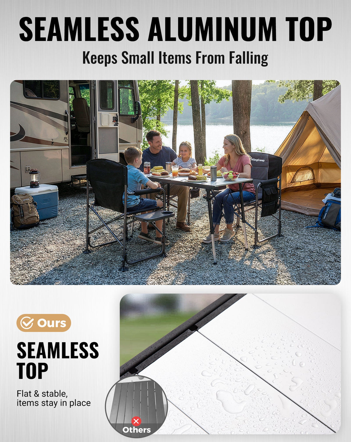 KingCamp GRANITE Adjustable Aluminum Table with Carrying Bag 55x27