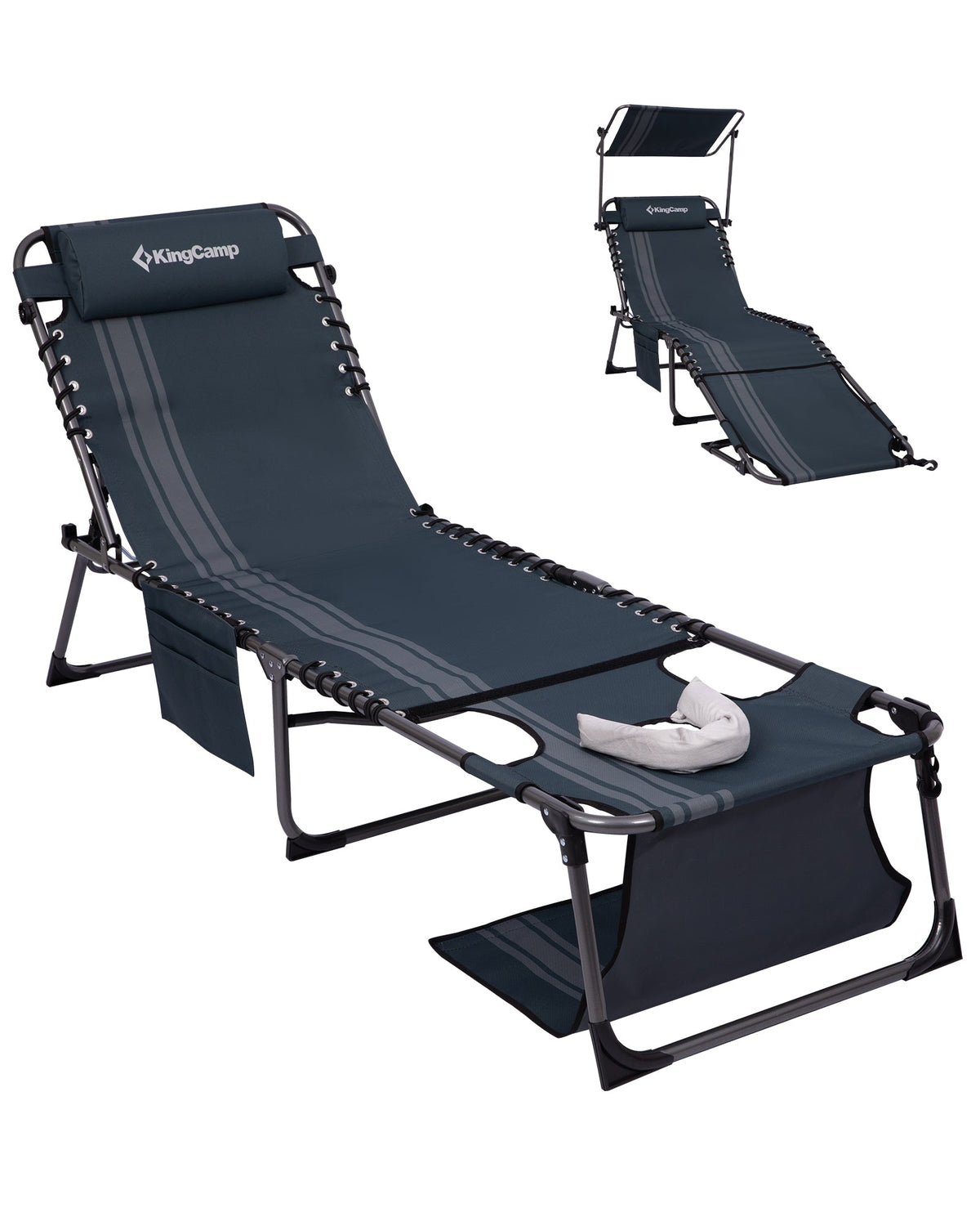 KingCamp MAGNOLIA B30 Backpack Chaise Lounge with Adjustable Canopy and Face Hole