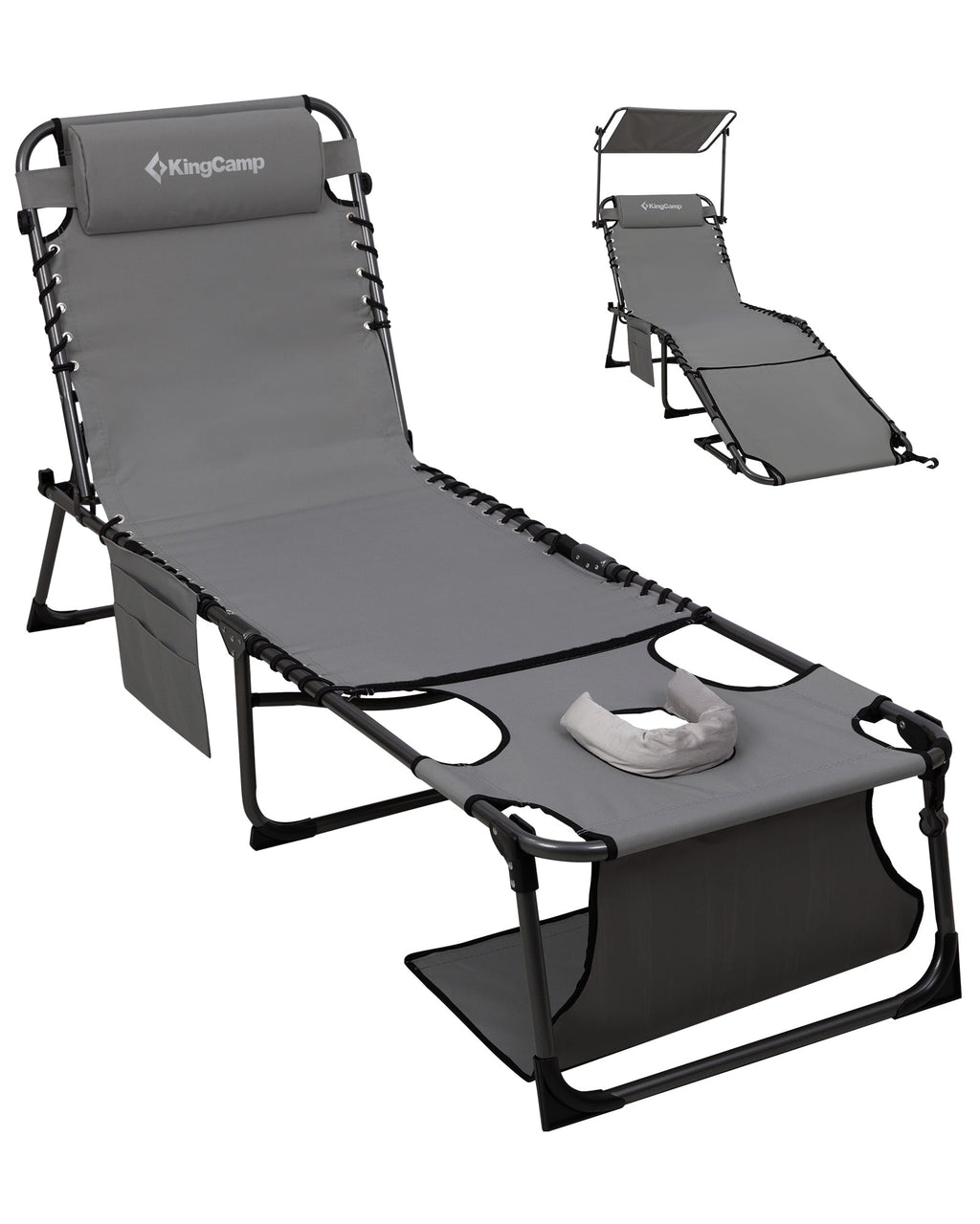 KingCamp MAGNOLIA B30 Backpack Chaise Lounge with Adjustable Canopy and Face Hole