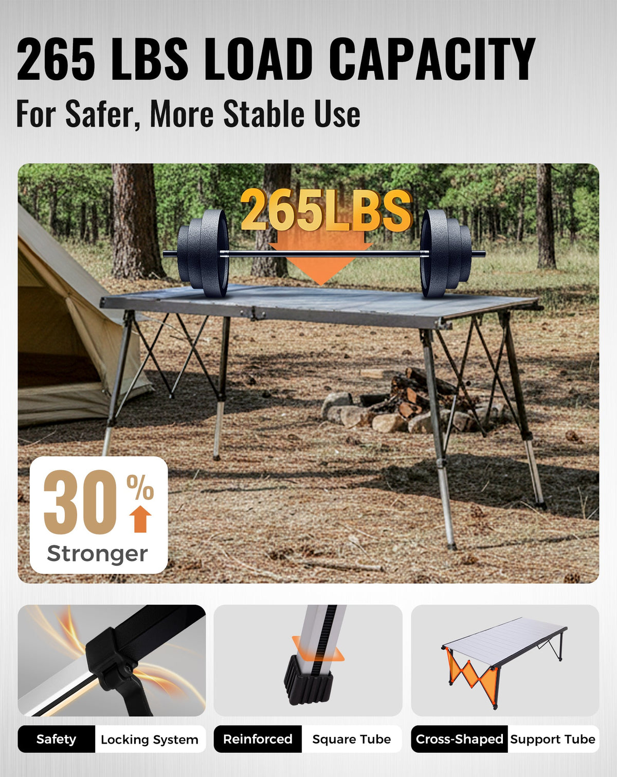 KingCamp GRANITE Adjustable Aluminum Table with Carrying Bag 55x27