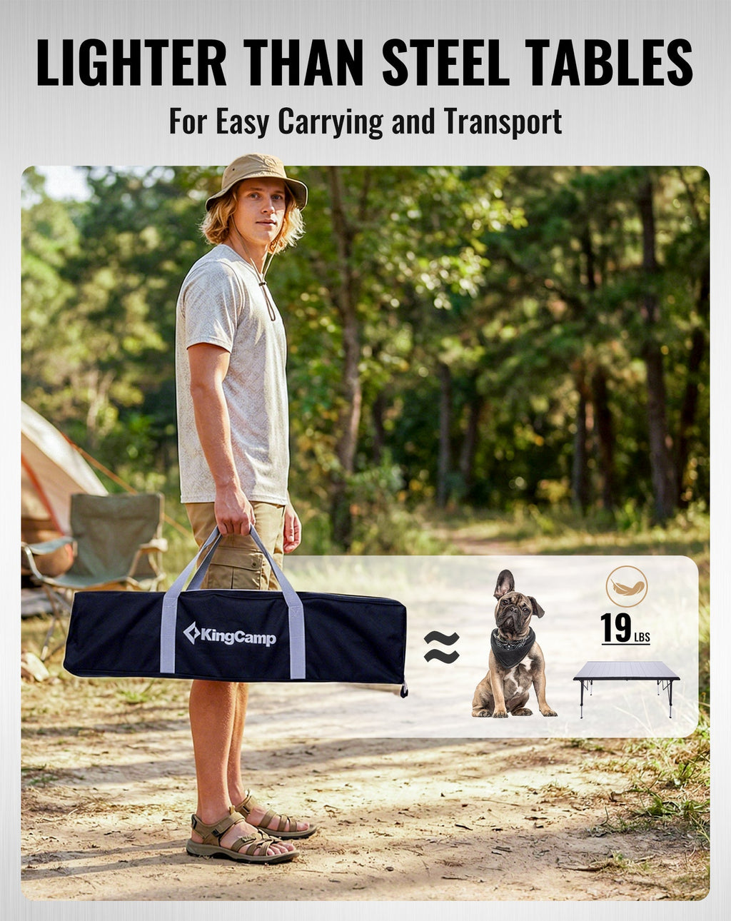 KingCamp GRANITE Adjustable Aluminum Table with Carrying Bag 55x27