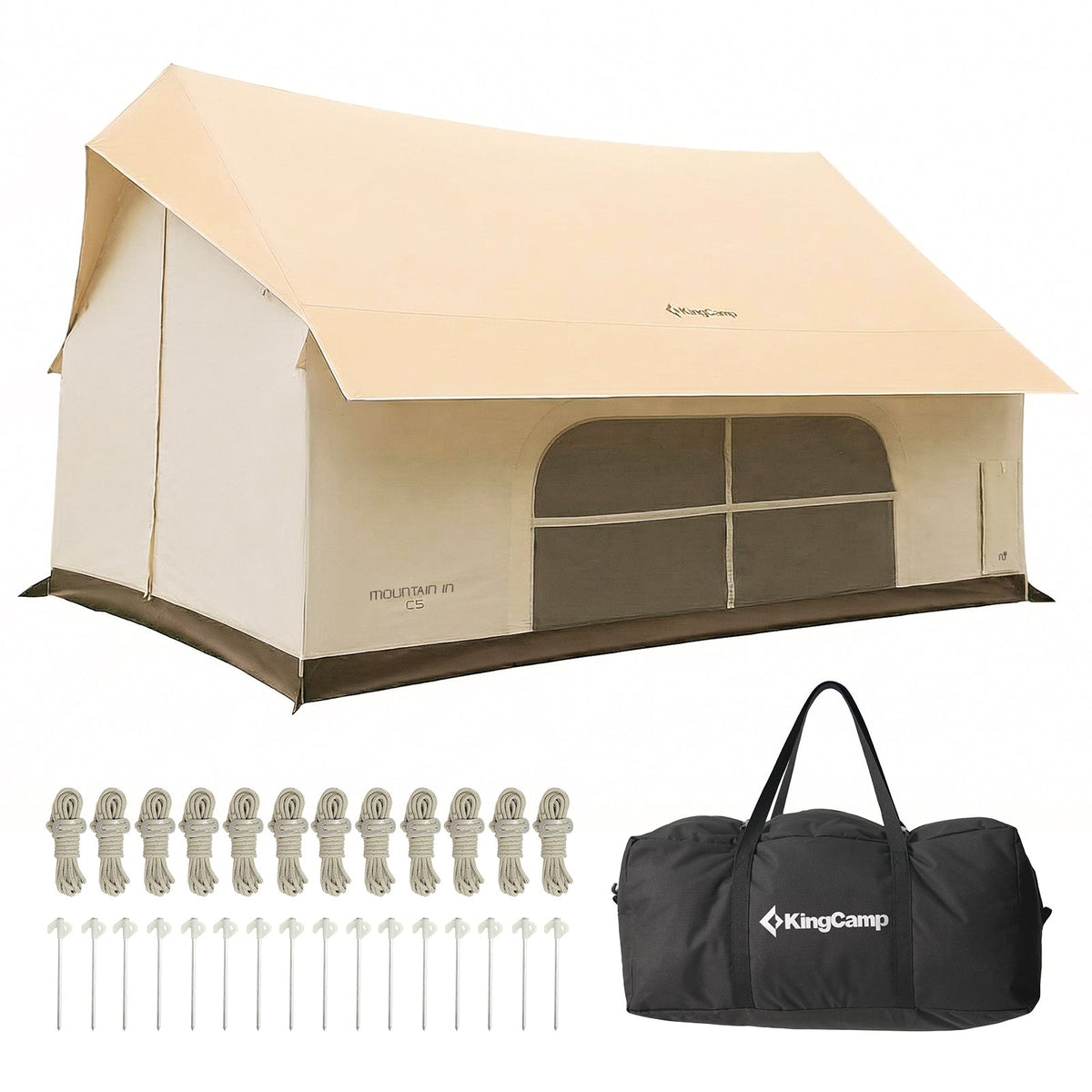 KingCamp MOUNTAIN IN C5 Cabin Tent with Stove Jack & AC Port