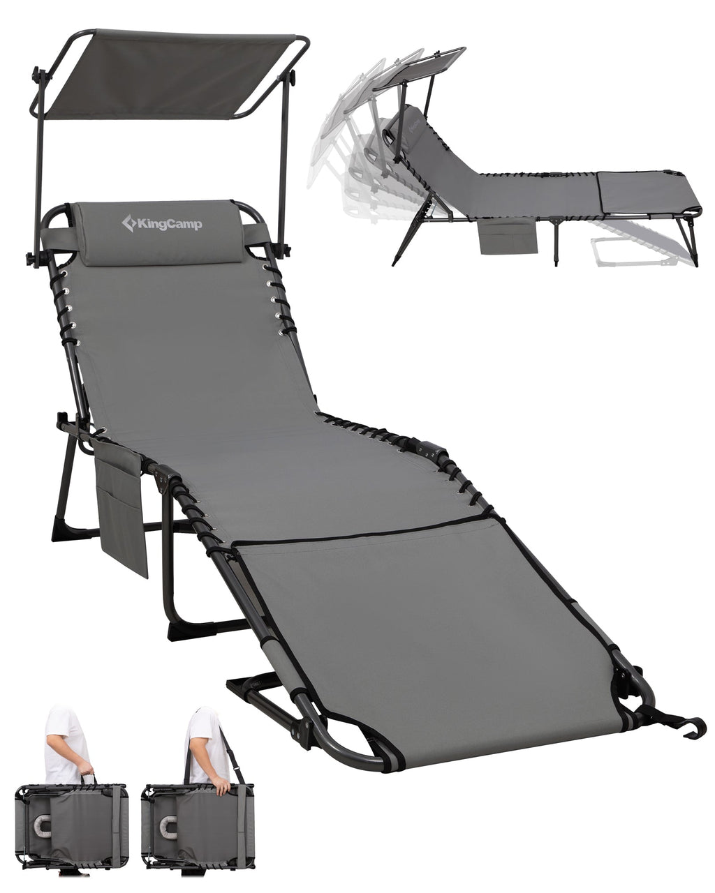 KingCamp MAGNOLIA B30 Backpack Chaise Lounge with Adjustable Canopy and Face Hole