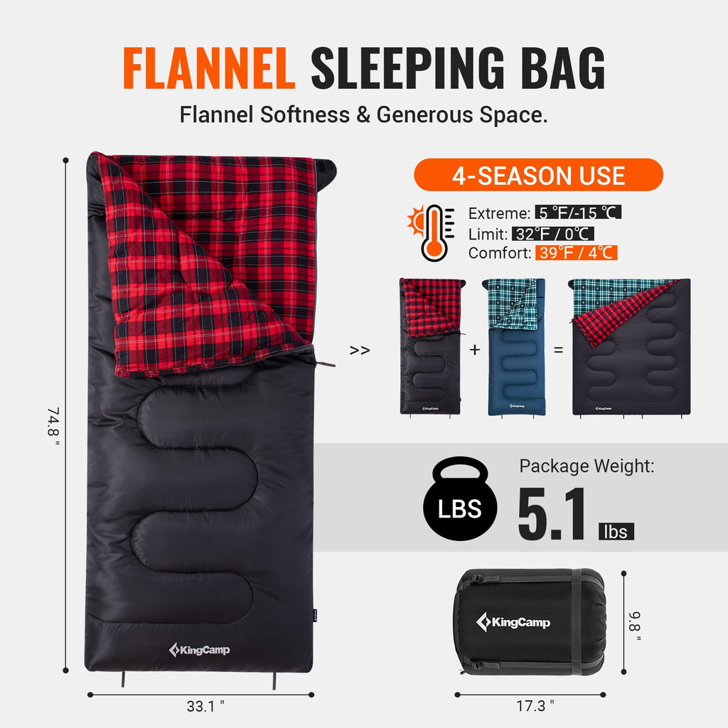 KingCamp Cotton Flannel 3 Season Sleeping Bags
