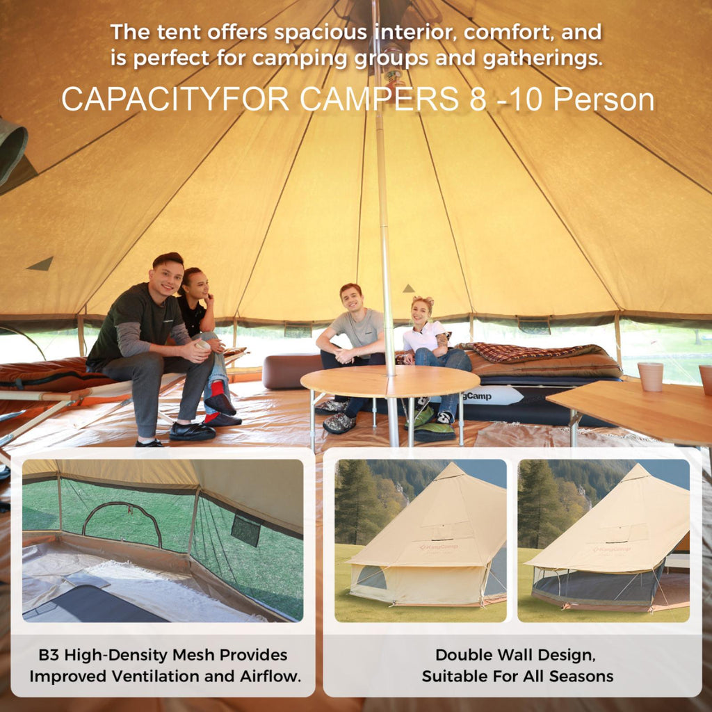KingCamp KHAN 340GSM TC Canvas 4-Season Bell Tent
