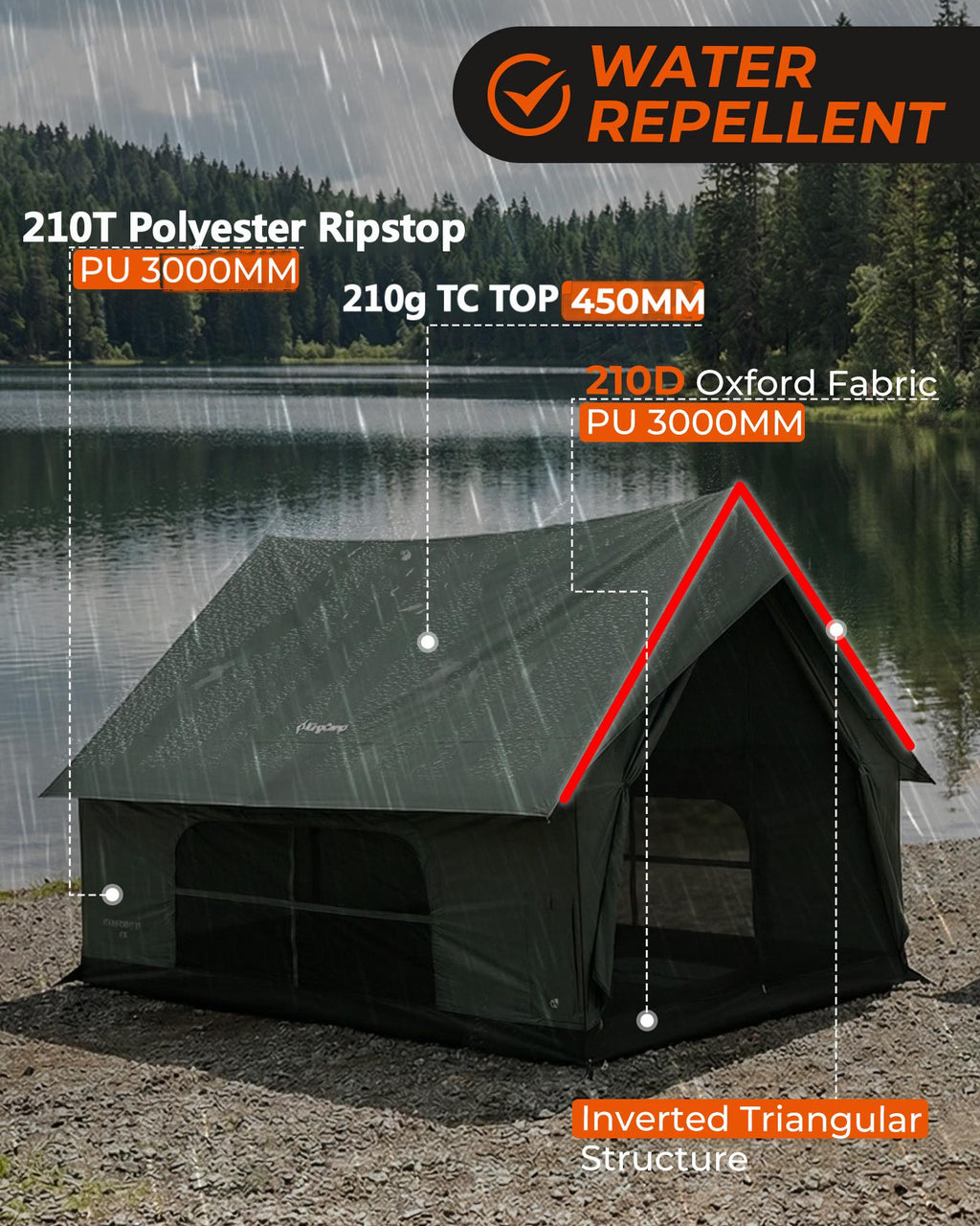 KingCamp MOUNTAIN IN C5 Cabin Tent with Stove Jack & AC Port