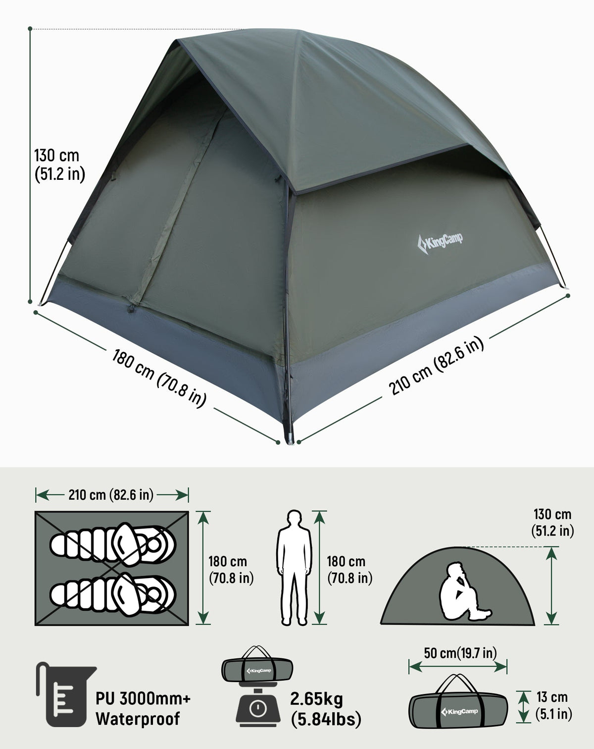 KingCamp Lightweight 2-Person Backpacking Tent