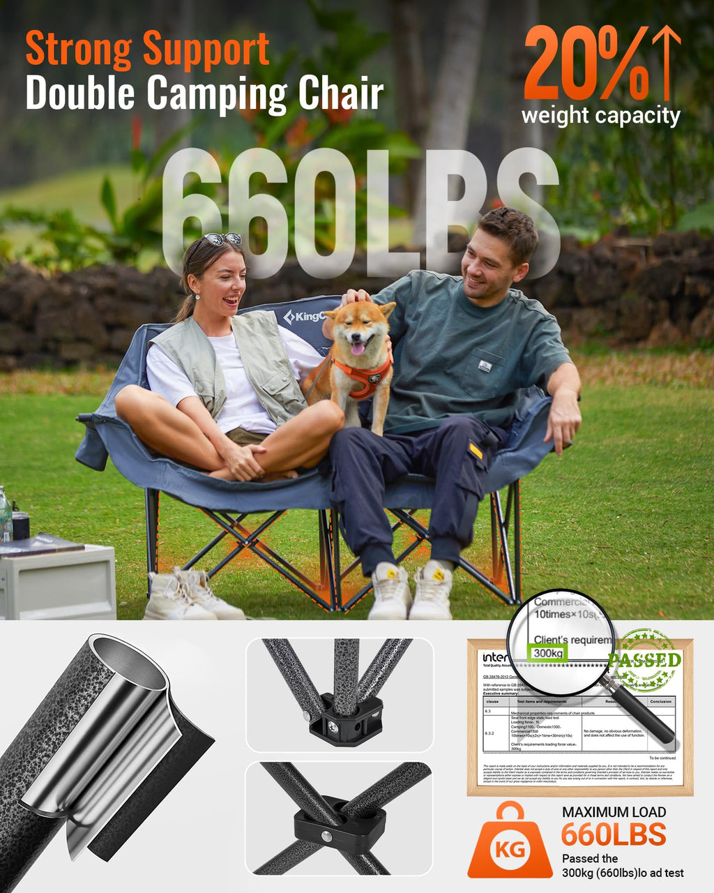 KingCamp VOLCAPETRA Oversized Padded Double Camping Sofa