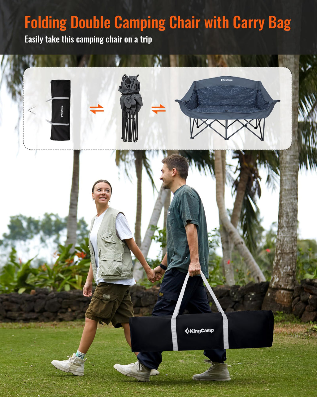 KingCamp VOLCAPETRA Oversized Padded Double Camping Sofa
