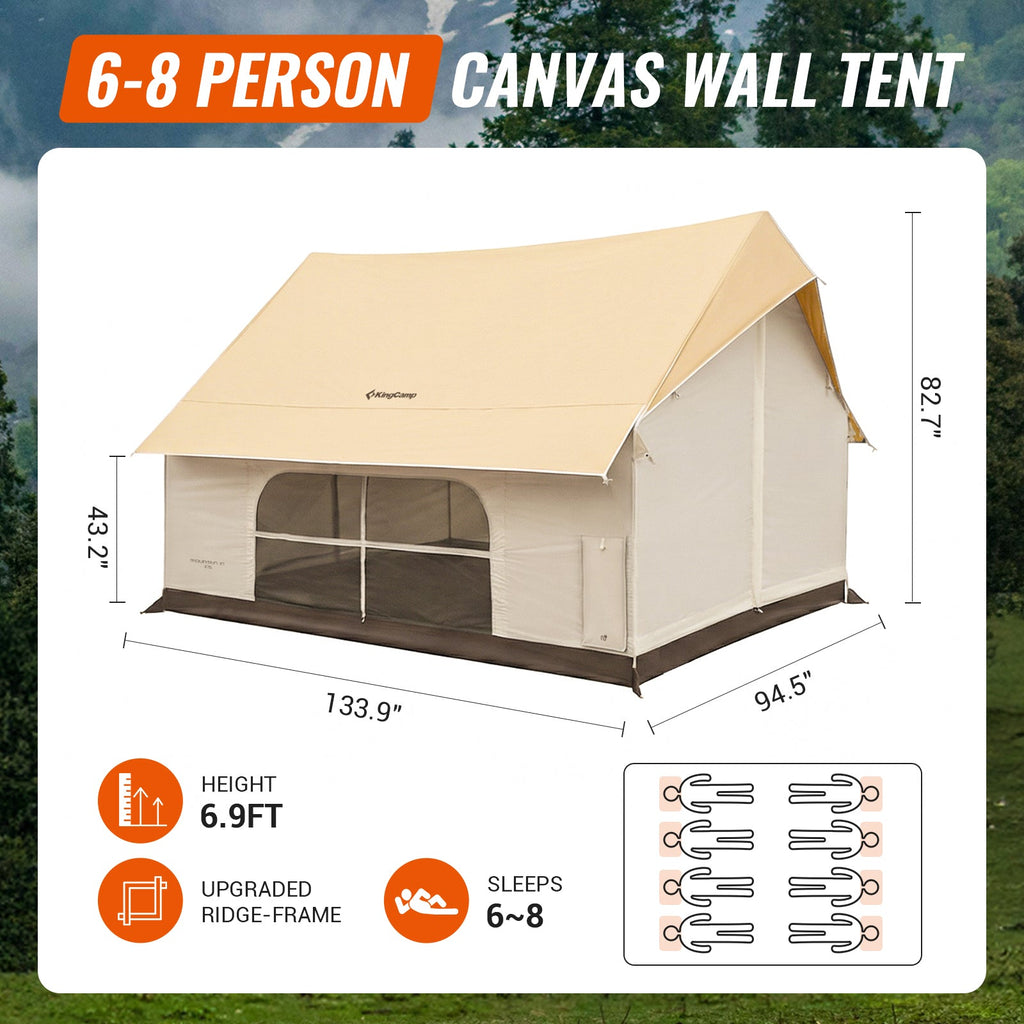 KingCamp MOUNTAIN IN C5 Cabin Tent with Stove Jack & AC Port
