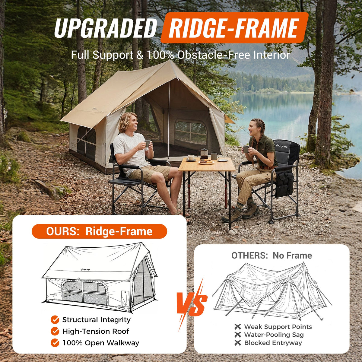 KingCamp MOUNTAIN IN C5 Cabin Tent with Stove Jack & AC Port