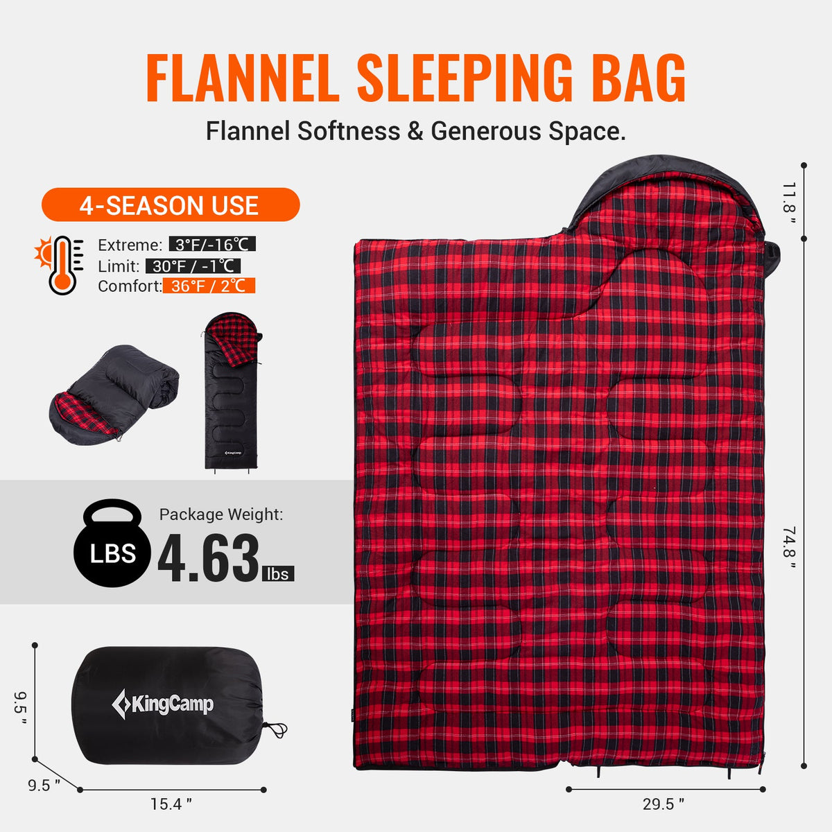 KingCamp Oasis C 450 Flannel Sleeping Bag