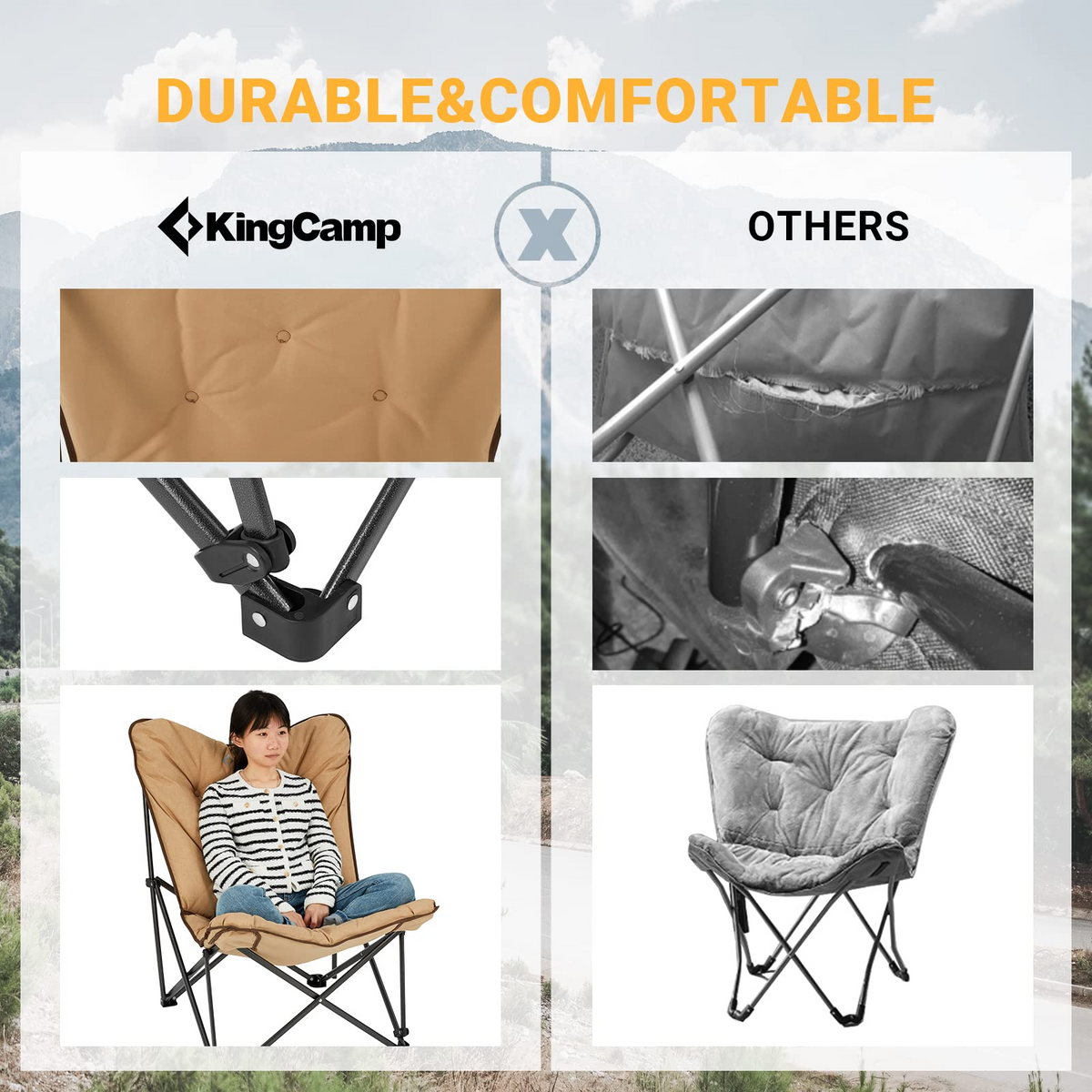 KingCamp LEMON C10 Oversized Padded Butterfly Chair