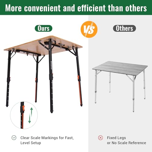 KingCamp BamAura 8060 Bamboo Folding Table 31x24