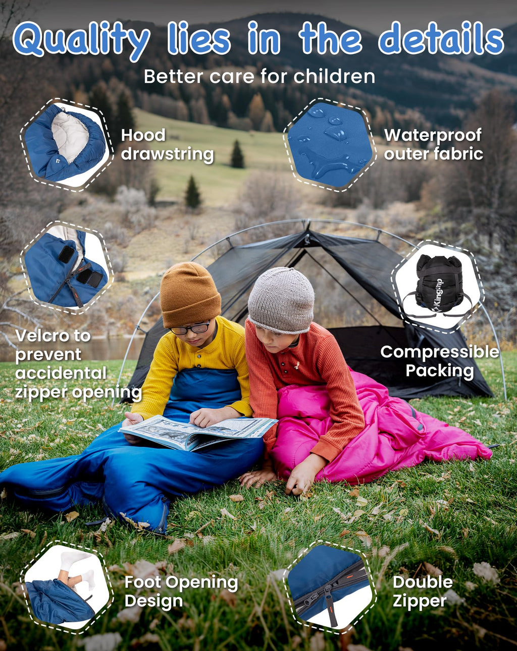 KingCamp Oasis 250S+ Kids Flannel Sleeping Bag