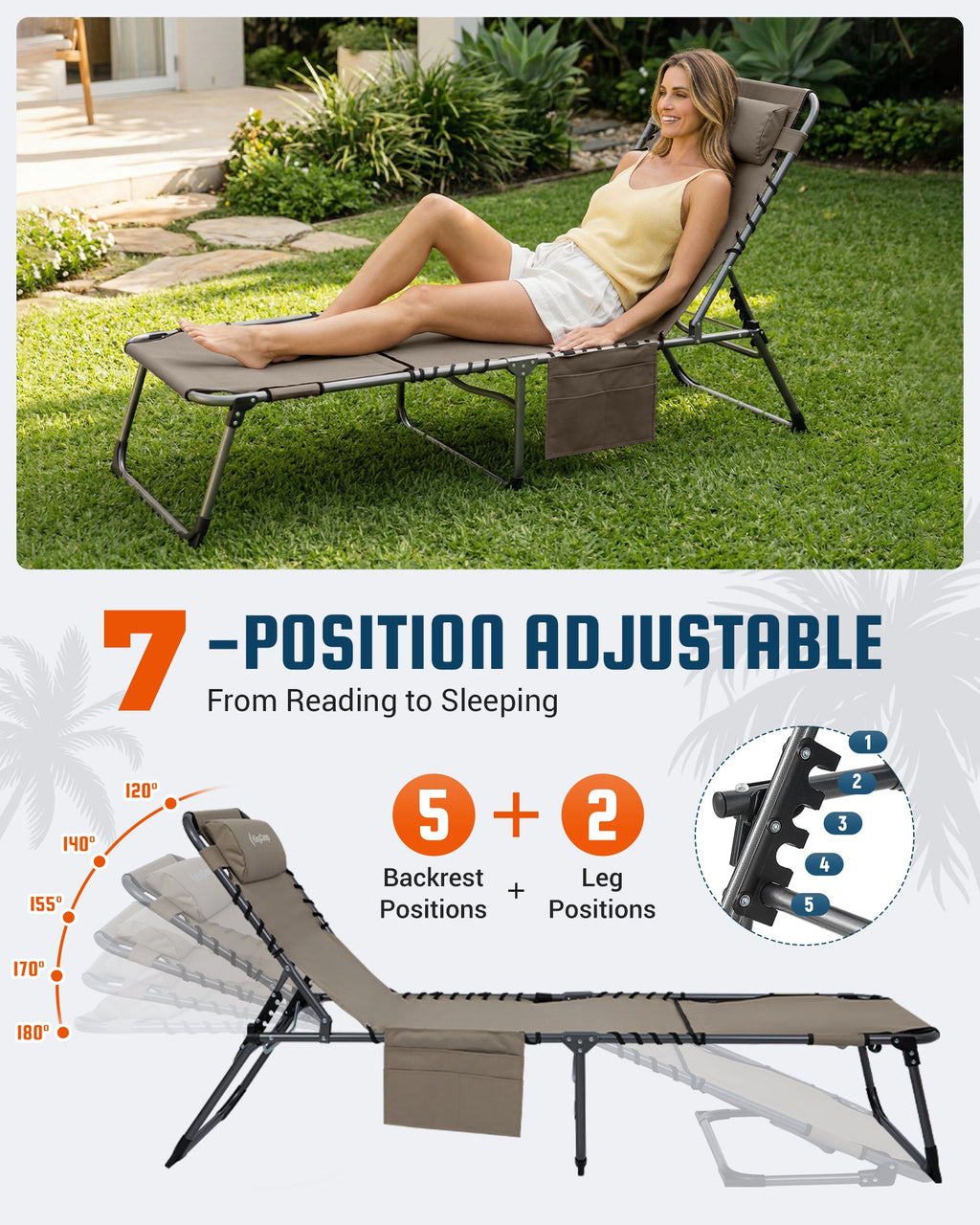 KingCamp MAGNOLIA B60 Backpack Chaise Lounge with Face Hole