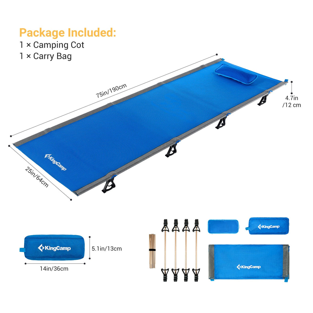 Kingcamp Ultralight Folding Camping Cot | ADI Compasso d'Oro Award 2017