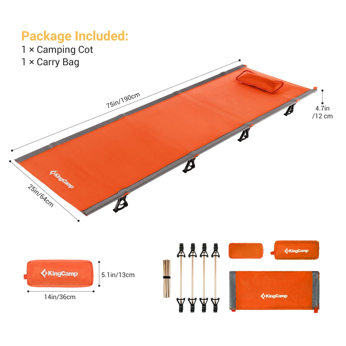 Kingcamp Ultralight Folding Camping Cot | ADI Compasso d'Oro Award 2017