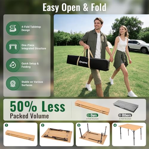 KingCamp BamAura 10065 Bamboo Folding Table 40x26