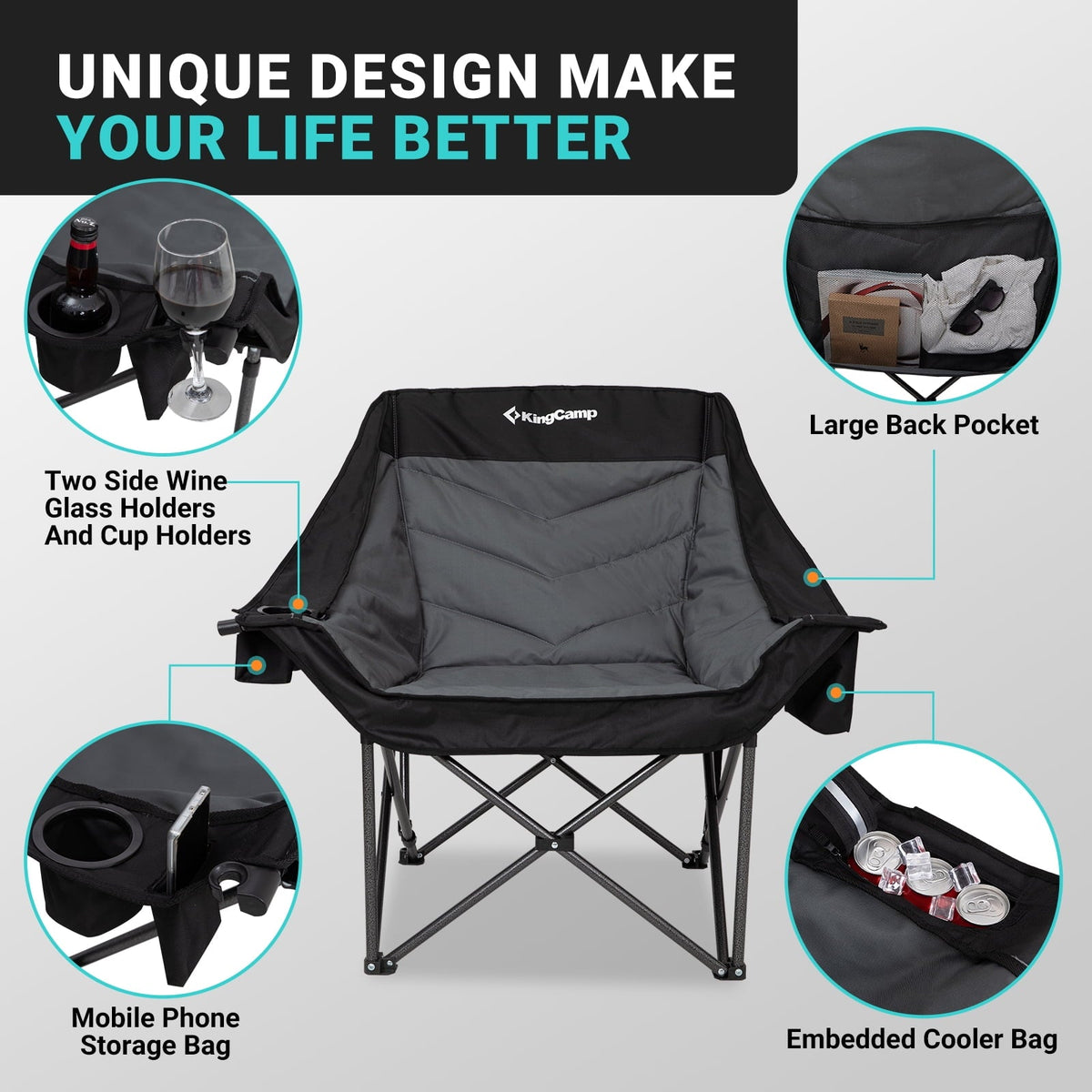KingCamp CANNA C10 PLUS Oversized Padded Camping Chair