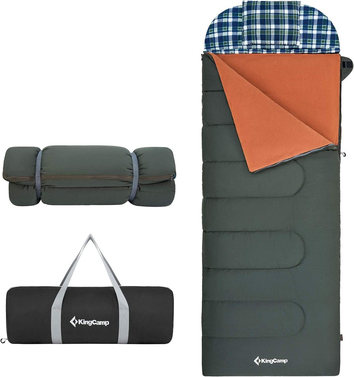 KingCamp 3 Season 3-in-1 Envelope Hooded Sleeping Bag