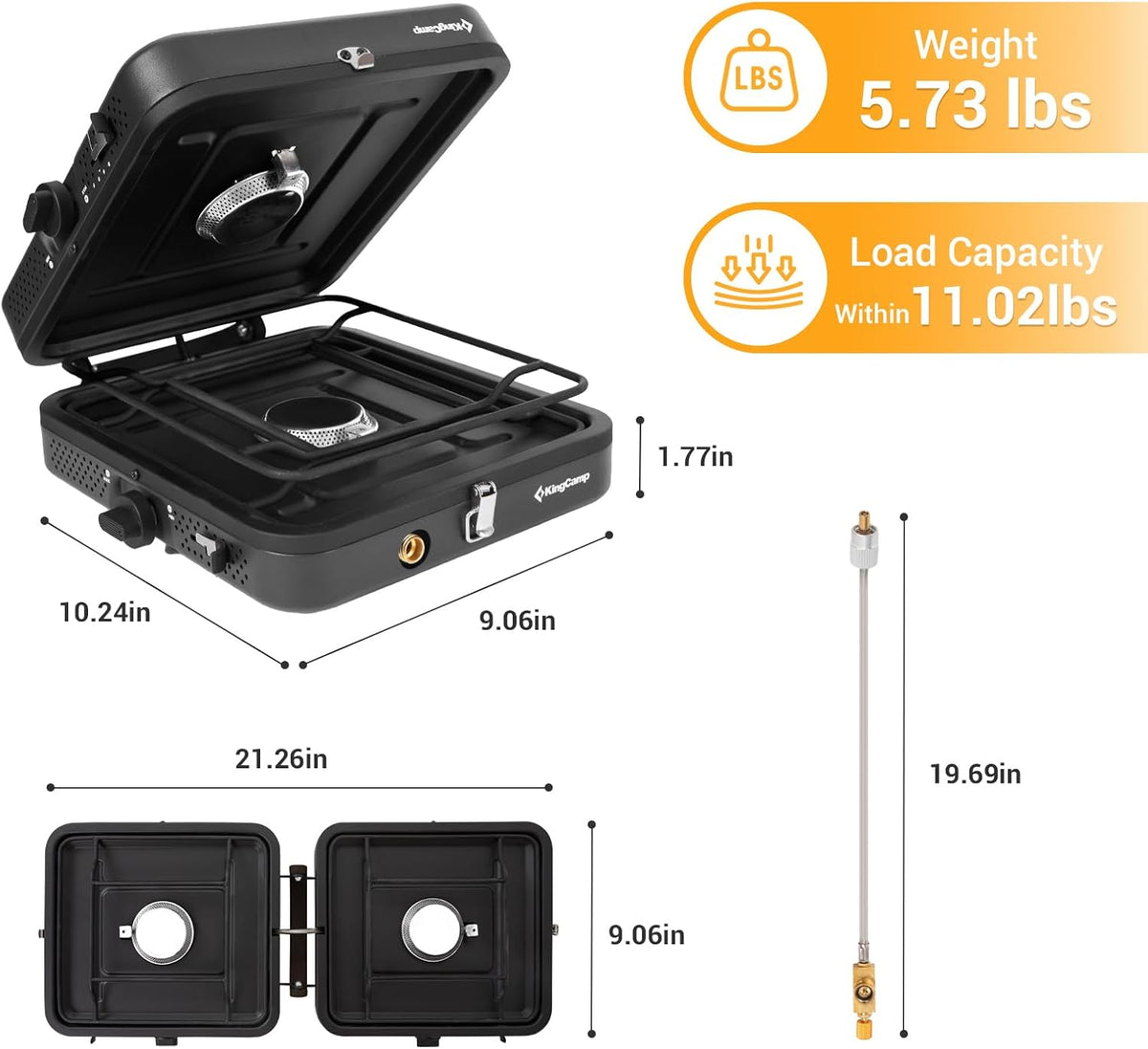 KingCamp 2 Burner Propylene Butane Camping Stove