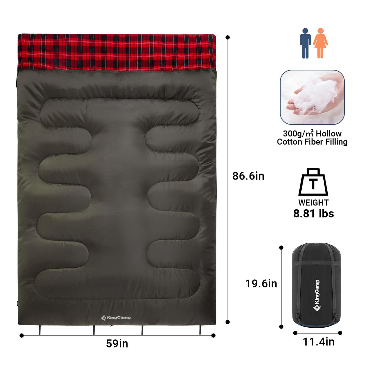 KingCamp SNOWFLAKE 300D Double Flannel Sleeping Bag