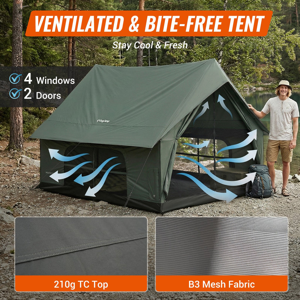 KingCamp MOUNTAIN IN C5 Cabin Tent with Stove Jack & AC Port