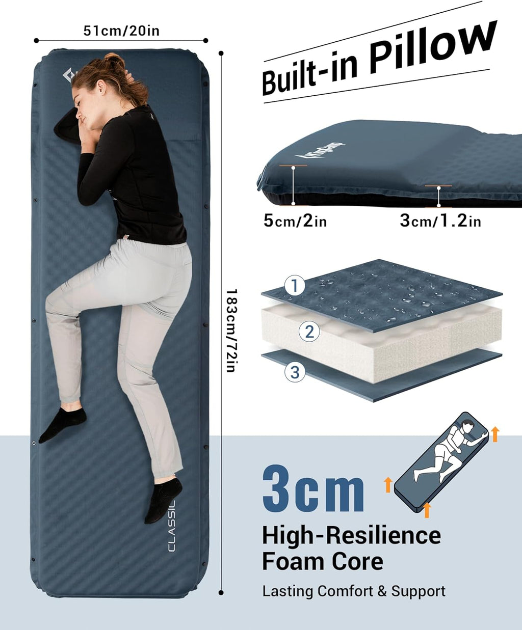 KingCamp CLASSIC LIGHT 3.0 Self-Inflating Sleeping Pad