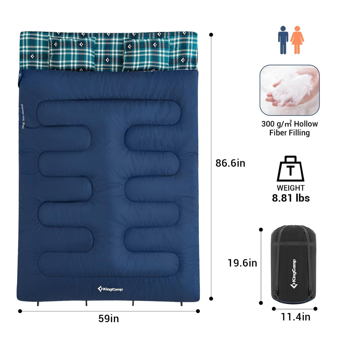 KingCamp SNOWFLAKE 300D Double Flannel Sleeping Bag