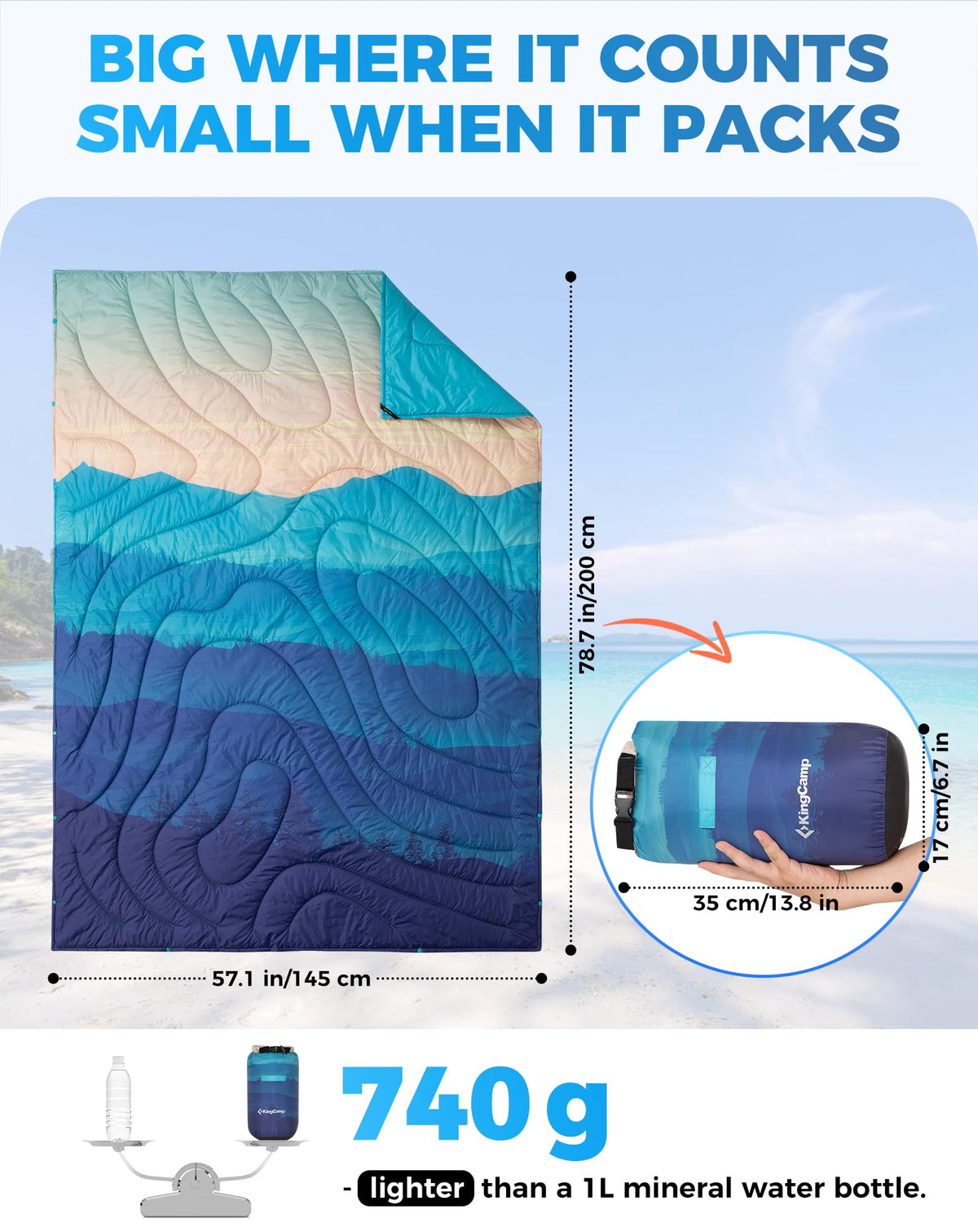KingCamp BLANKET SMART 150 XL Lightweight Camping Blanket