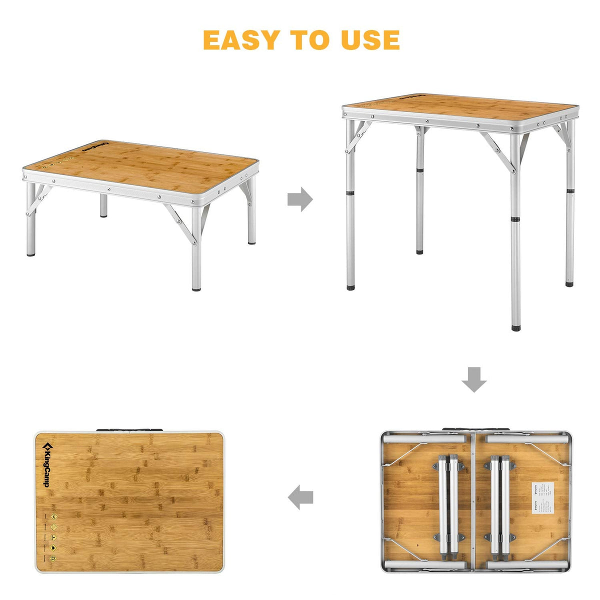 KingCamp Adjustable Bamboo Picnic Camping Table