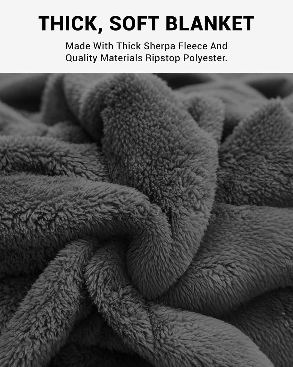 KingCamp Solid Sherpa Fleece Camping Blanket