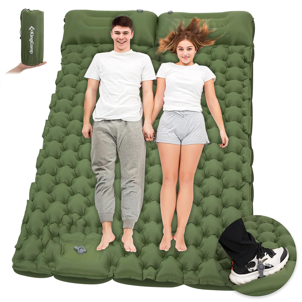 KingCamp COMFORT DUO 9 Double Air Pad with Built-in Foot Pump and Pillow