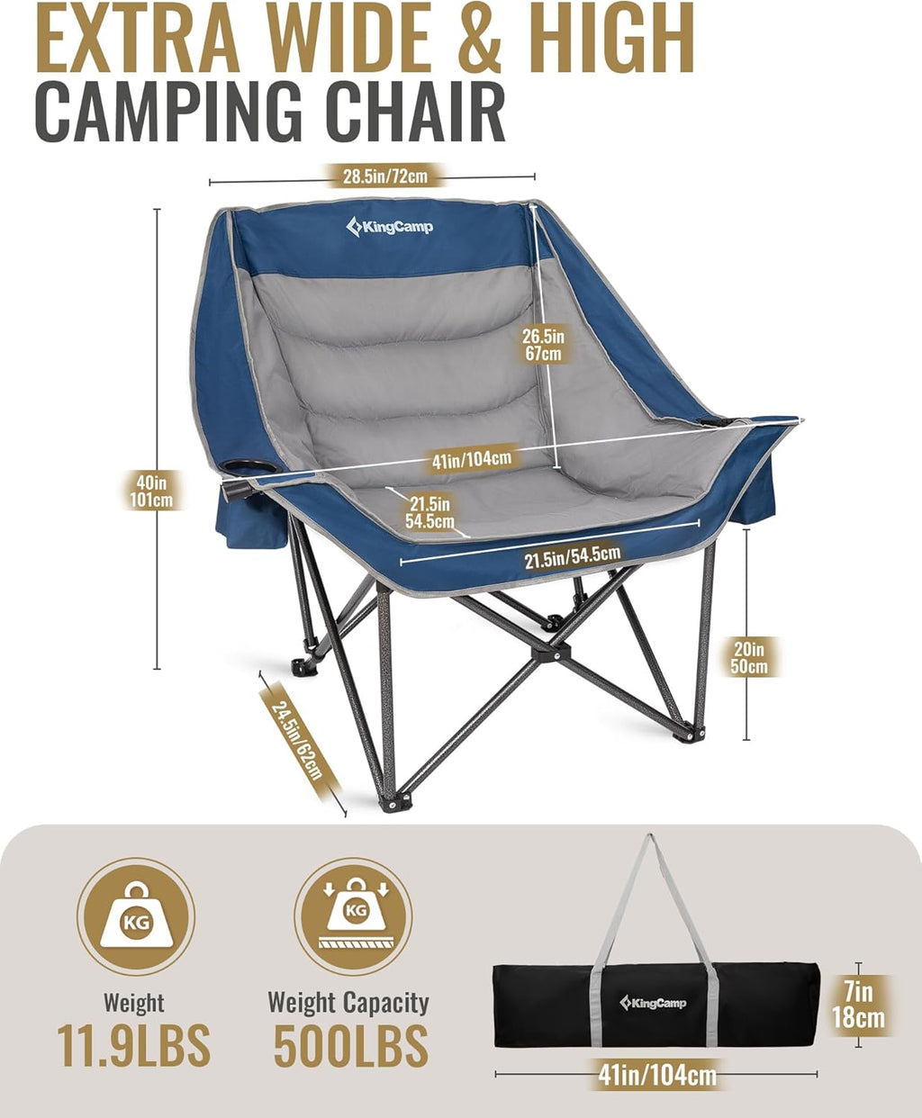 KingCamp CANNA C10 PLUS  Oversized Camping Folding Chair