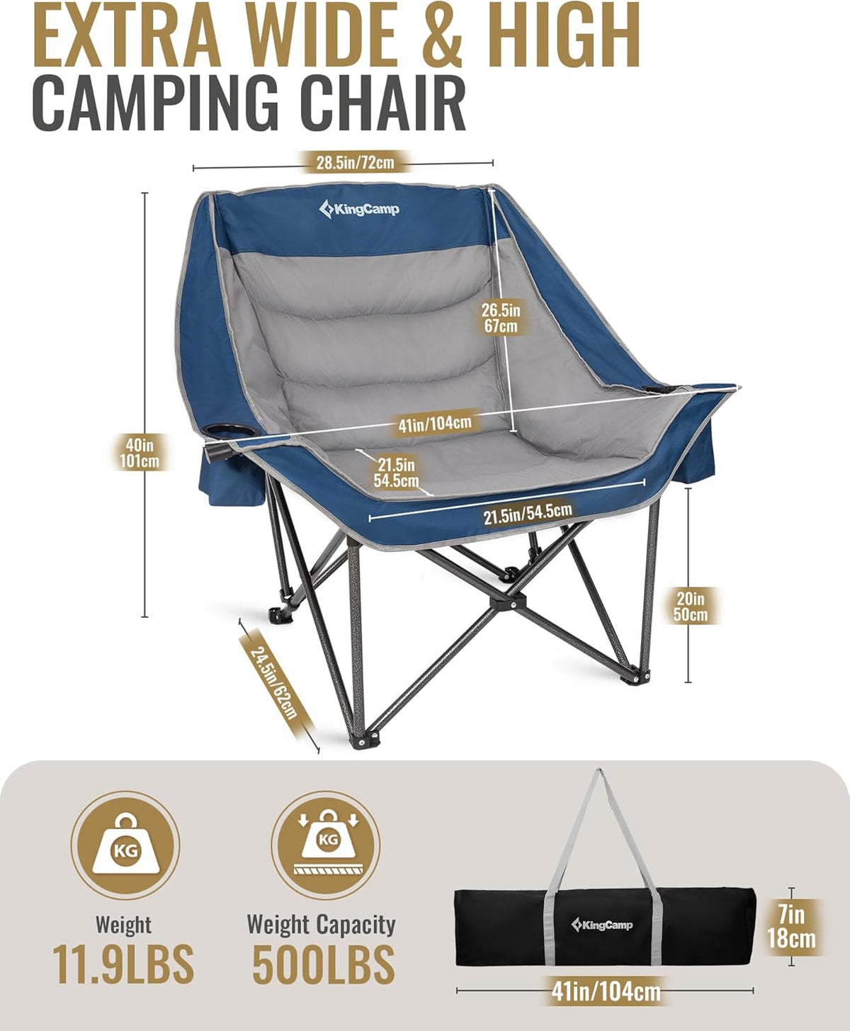 KingCamp CANNA C10 PLUS  Oversized Camping Folding Chair