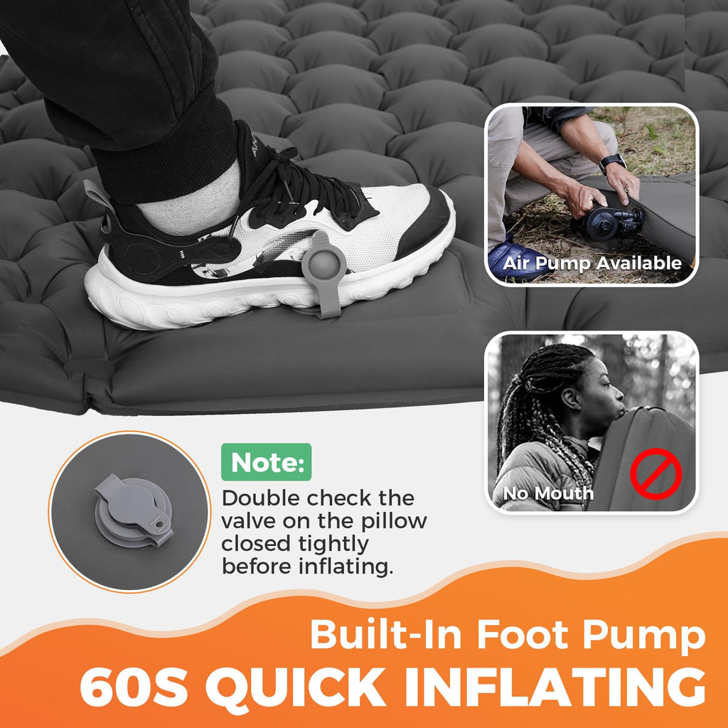 KingCamp COMFORT DUO 9 Double Air Pad with Built-in Foot Pump and Pillow