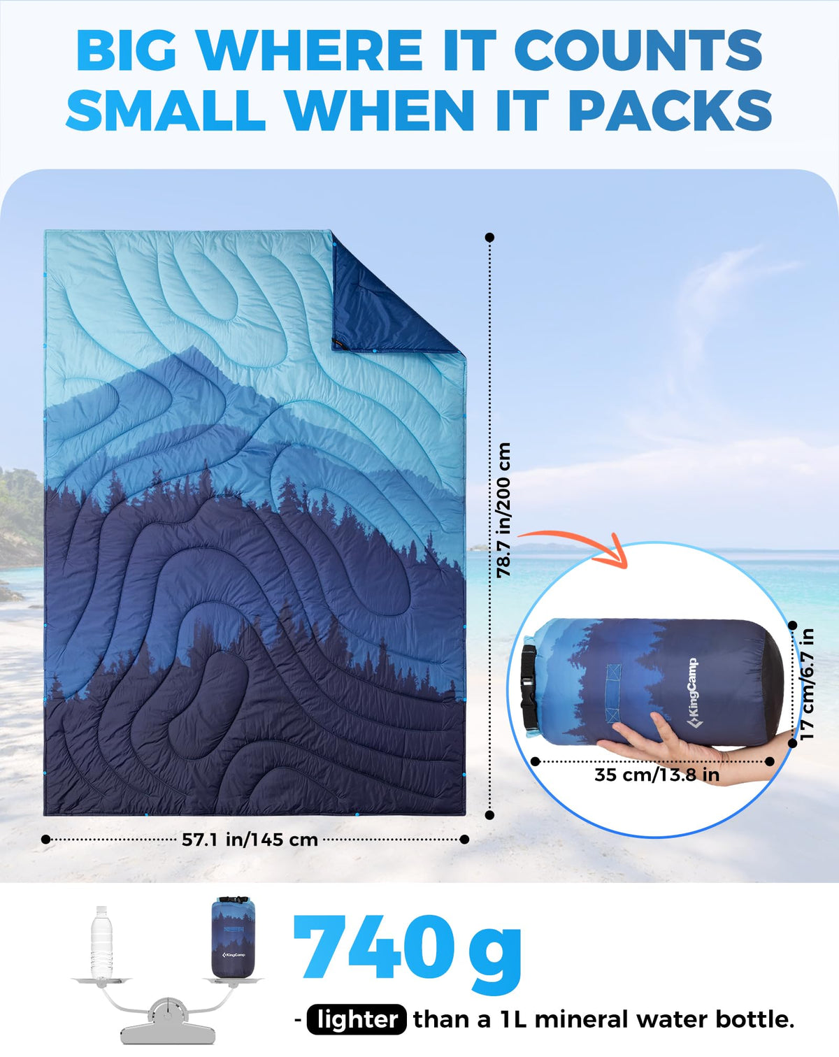 KingCamp BLANKET SMART 150 XL Lightweight Camping Blanket