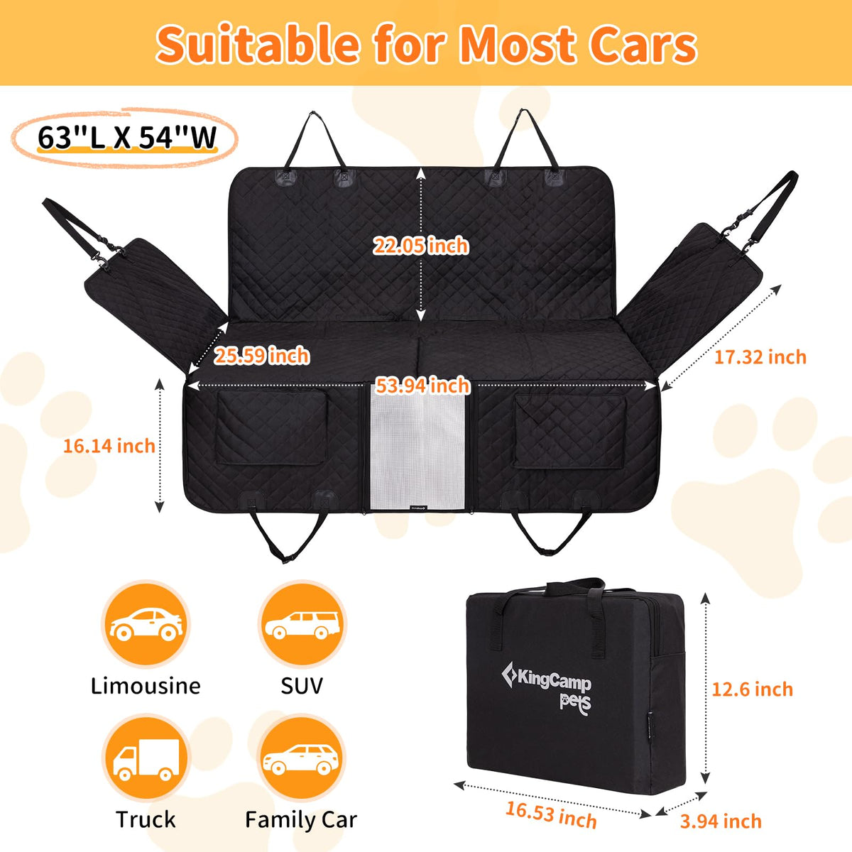 KingCamp Hard Bottom Dog Car Seat Cover