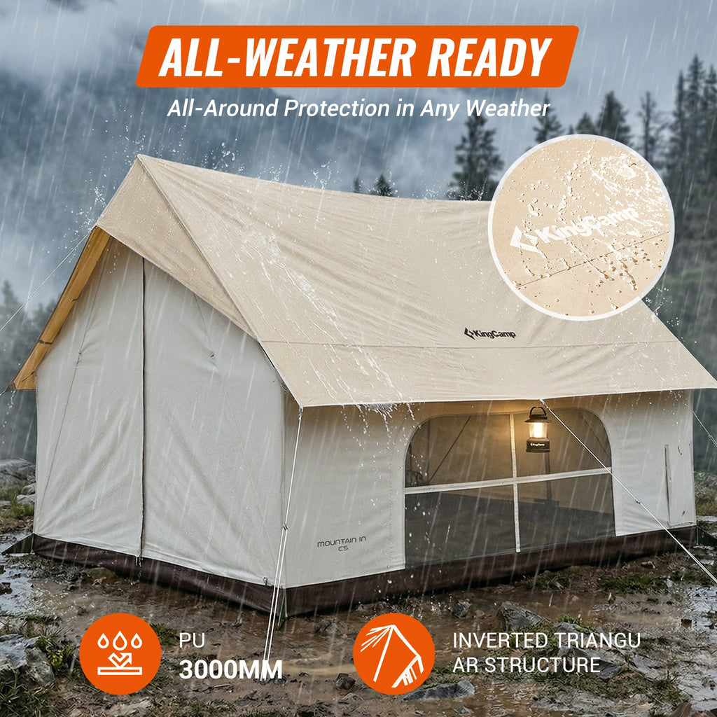 KingCamp MOUNTAIN IN C5 Cabin Tent with Stove Jack & AC Port