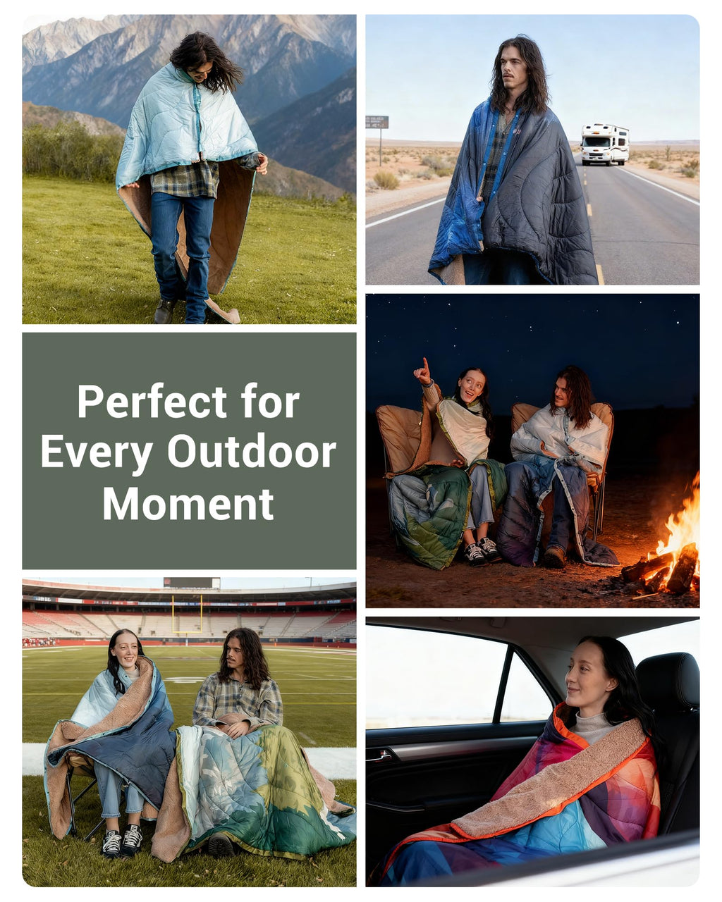 KingCamp Printed Sherpa Fleece Camping Blanket