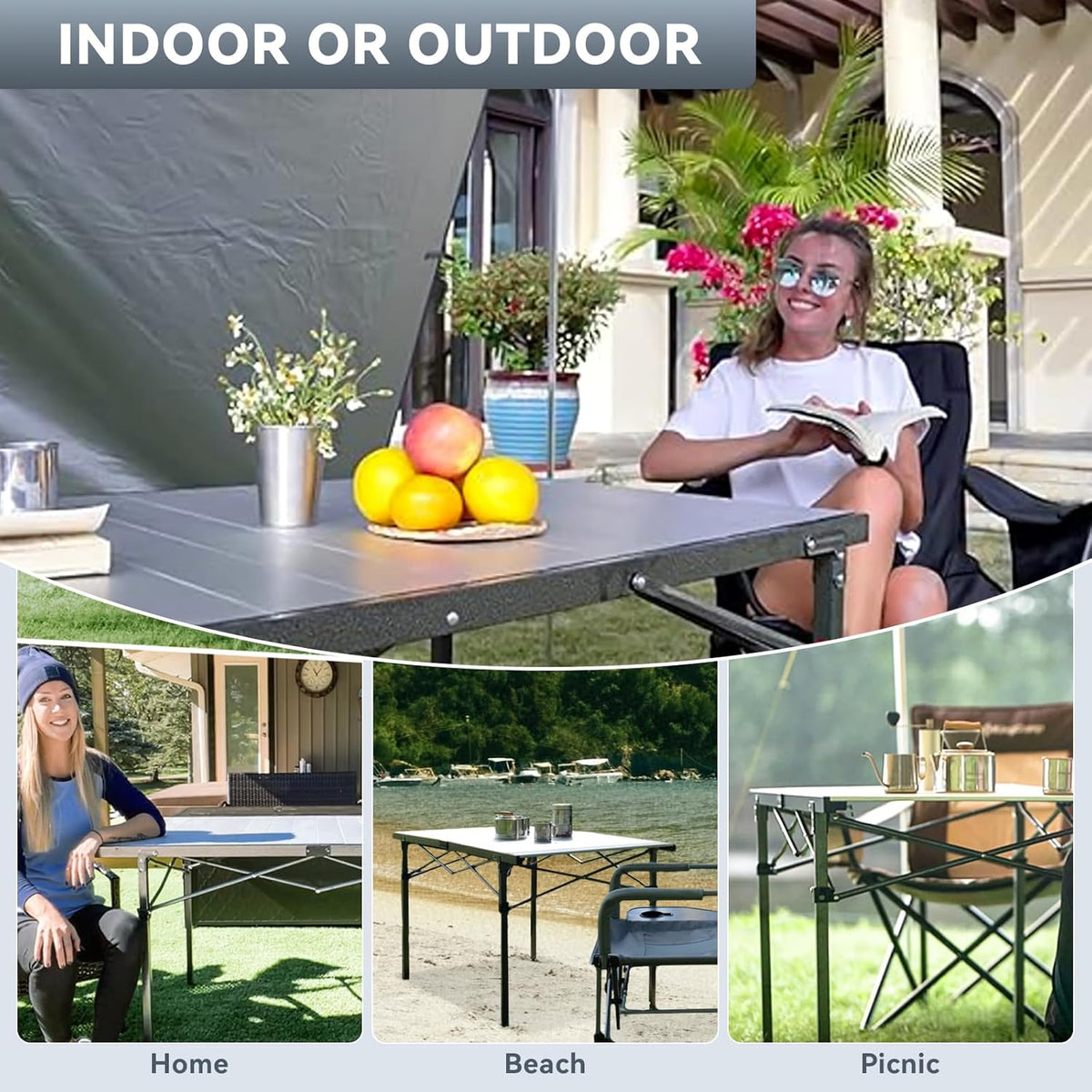 KingCamp GRANITE Aluminum Folding Table for 4-6 Person 53x27