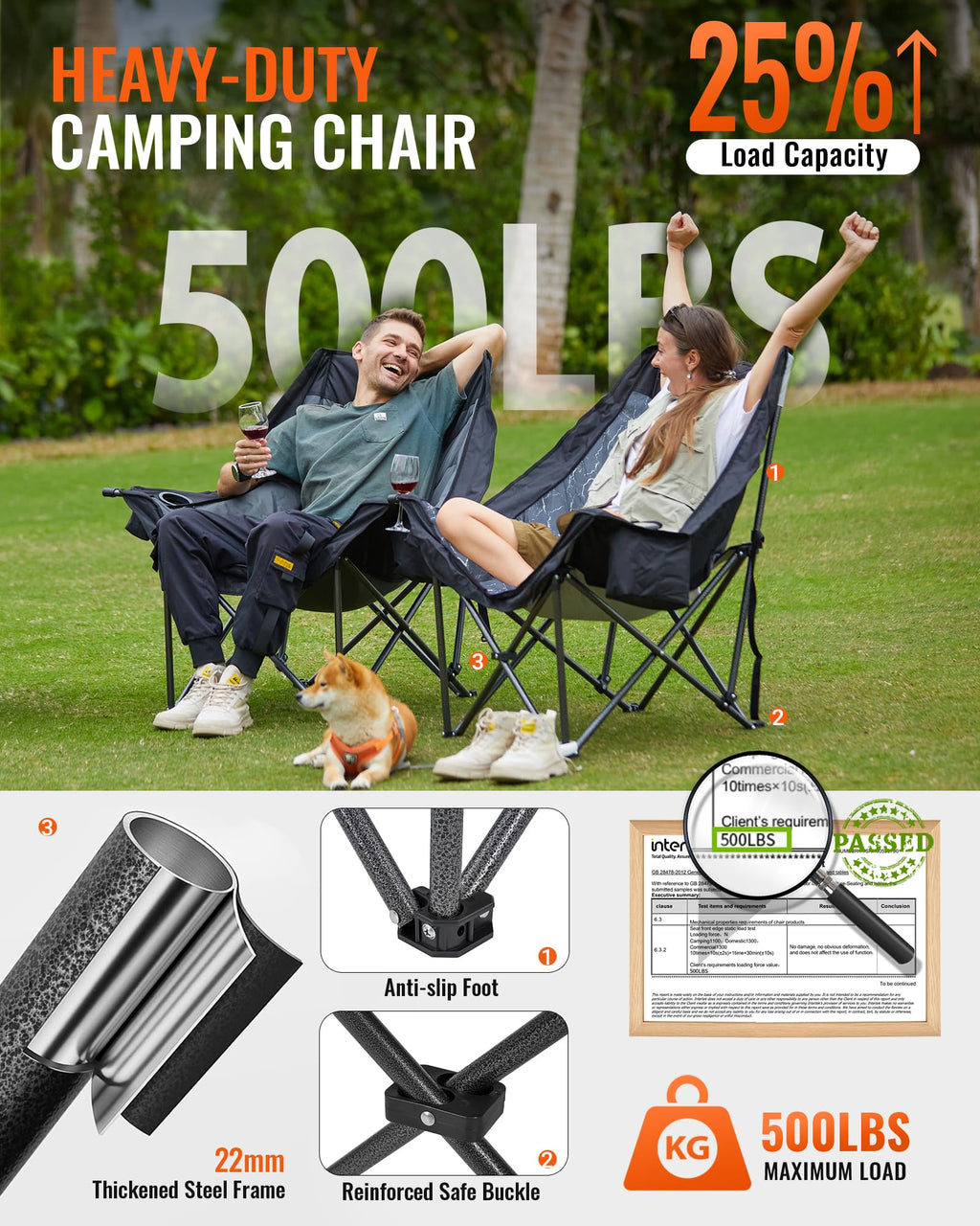 KingCamp VOLCAPETRA Oversized Padded Camping Sofa