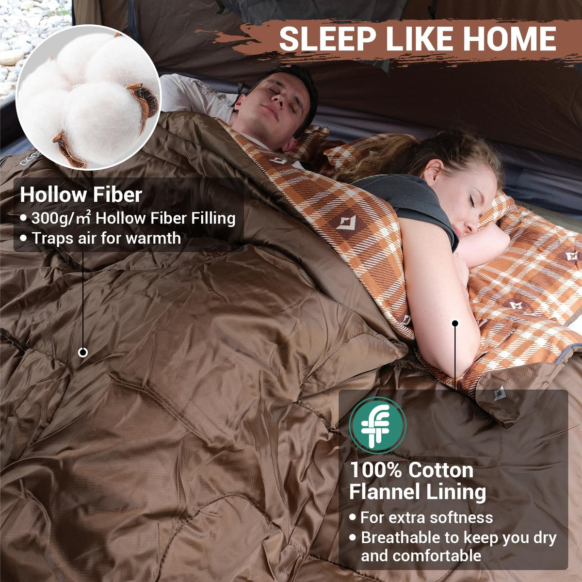 KingCamp SNOWFLAKE 300D Double Flannel Sleeping Bag