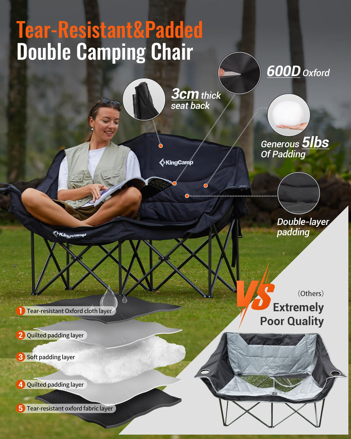 KingCamp CANNA C20 PLUS Loveseat Double Seat Chair