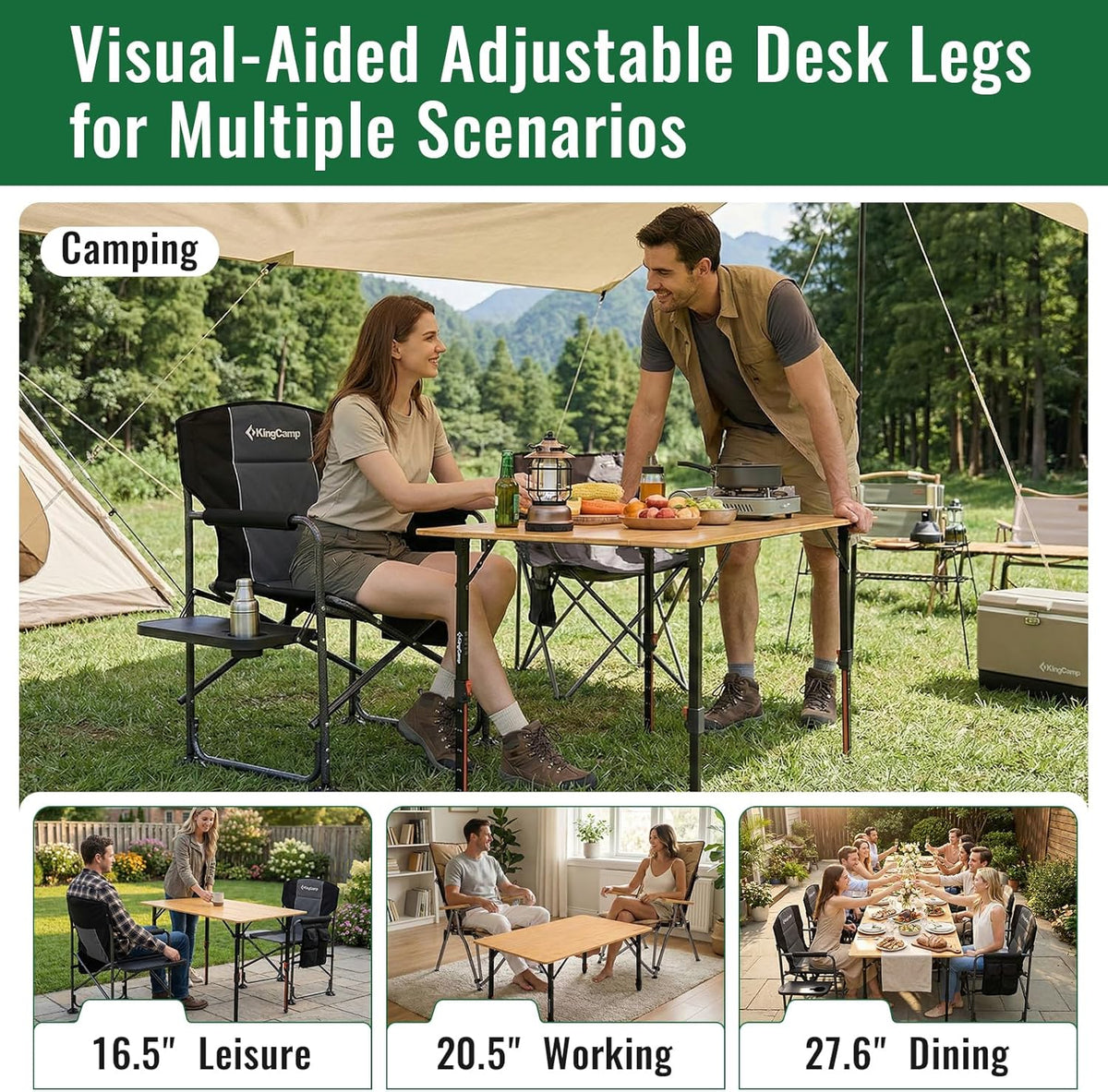 KingCamp BamAura 10065 Bamboo Folding Table 40x26