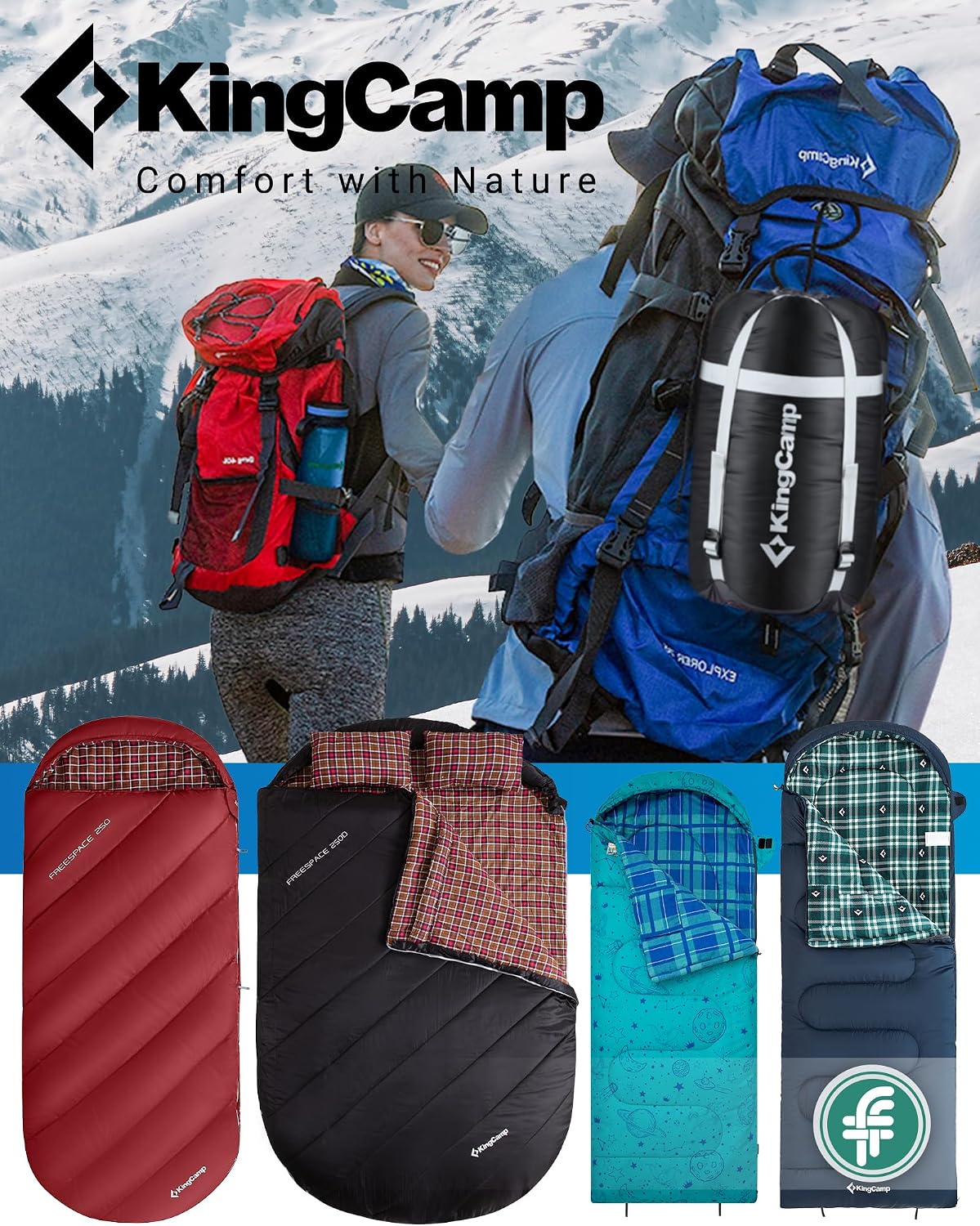 KingCamp Plus Size 3-4 Season Sleeping Bag