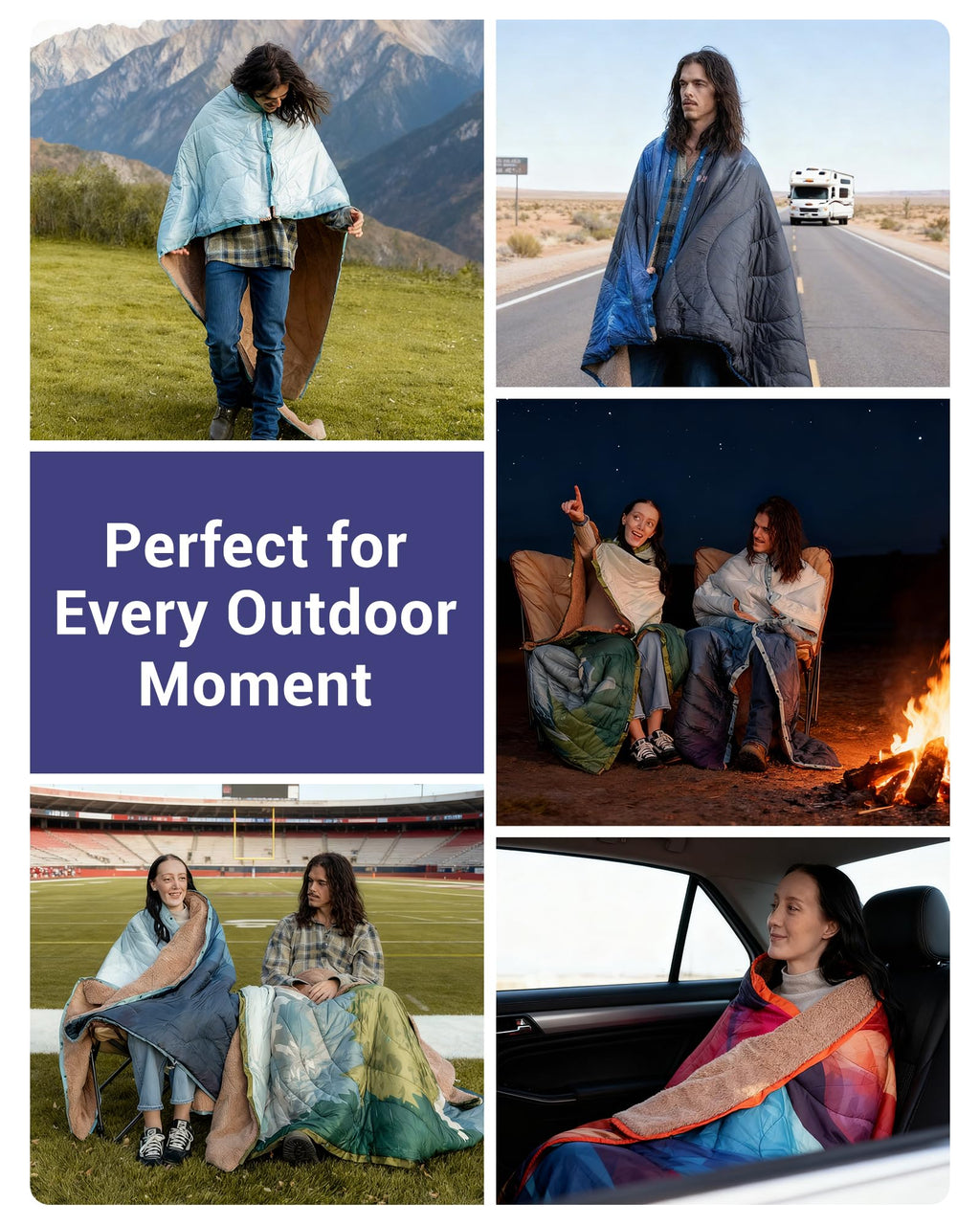 KingCamp Printed Sherpa Fleece Camping Blanket